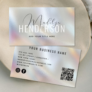 QR Code Modernes, scannbares Script Perlglas Visitenkarte