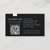 QR Code Modernes schlankes Schwarz-weißes Beruflic Visitenkarte (Rückseite)