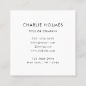 QR-Code | Modernes, schlichtes Weiß Beruflich Quadratische Visitenkarte (Rückseite)