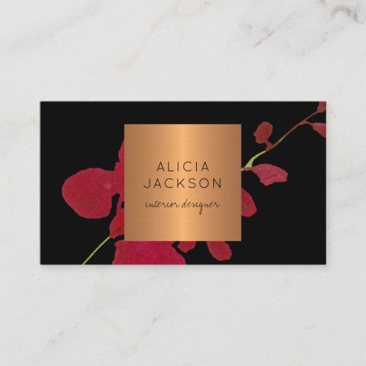 QR CODE Modernes Schwarzes Gold beruflich Visitenkarte (Vorderseite)