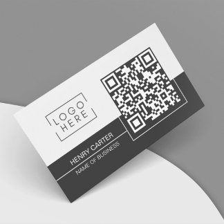 QR-Code Modernes, schwarzes, schwarzes Weiß-Logo a Visitenkarte