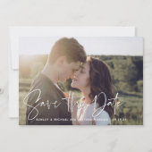 QR-Code Modernes Script-Foto Hochzeitsskripte spei Ankündigung (Vorderseite)