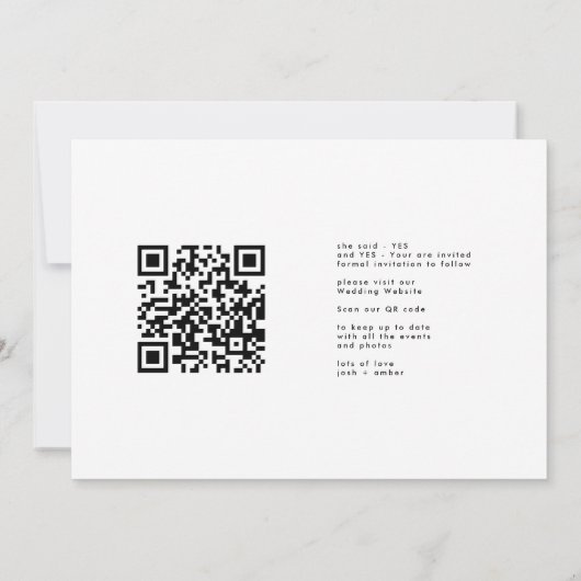 QR-Code Modernes Skript Save the Date Hochzeit Einladung (Rückseite)