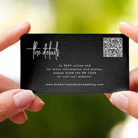QR CODE Modernes Skript UAWG Details Hochzeit Begleitkarte