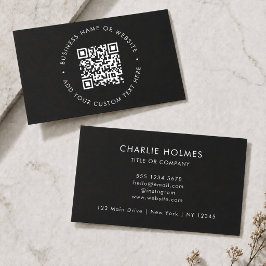 QR-Code | Modernes, stilvolles Schwarz Beruflich Visitenkarte