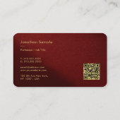 QR-Code Modernes Template Bordeaux Gold Typografie Visitenkarte (Rückseite)