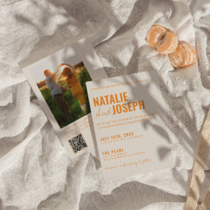 QR-Code Modernes, traditionelles Foto Hochzeit Einladung