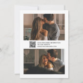 QR Code Modernes Vellum Overlay Script 3 Foto Save The Date (Rückseite)