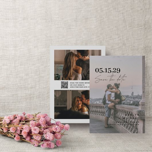 QR Code Modernes Vellum Overlay Script 3 Foto Save The Date