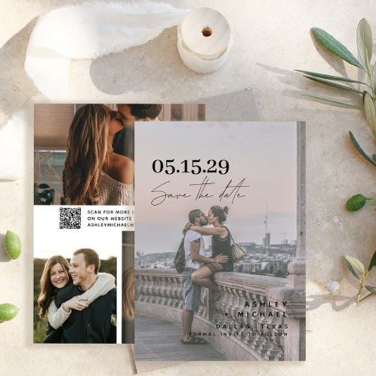 QR Code Modernes Vellum Overlay Script 4 Foto Save The Date