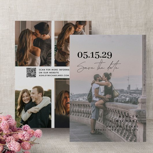 QR Code Modernes Vellum Overlay Script 4 Foto Save The Date