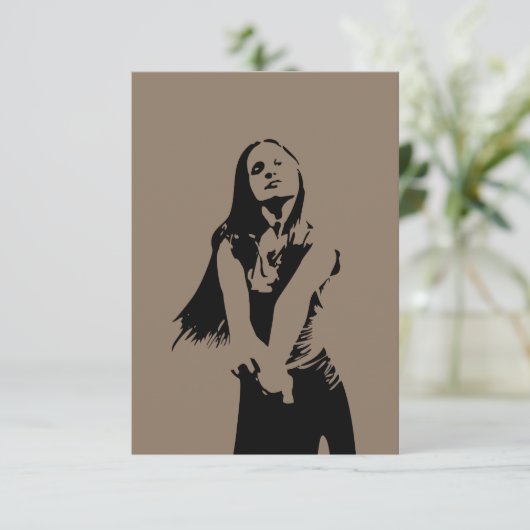 Qr Code modische Black Dancing Girl Silhouette Karte (Stehend Vorderseite)