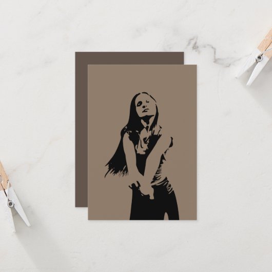 Qr Code modische Black Dancing Girl Silhouette Karte (Vorderseite/Rückseite Beispiel)