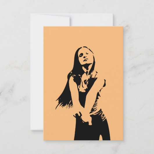 Qr Code modische Black Dancing Girl Silhouette Karte (Vorderseite)