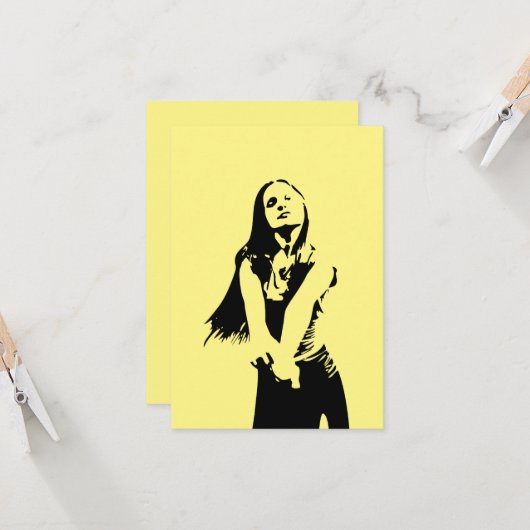 Qr Code modische Black Dancing Girl Silhouette Karte (Vorderseite/Rückseite Beispiel)