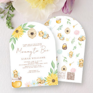 QR Code Mommy to bee Gender Neutral Baby Shower Einladung
