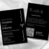 QR Code Monochrome Schwarz-Weiß-Budget Hochzeit Einladung