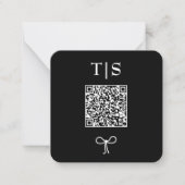 QR Code Monochrome Schwarz-weiße Website Hochzeit Mitteilungskarte (Vorderseite)