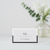 QR-Code Monogram Balck White Gray Fotografie Visitenkarte (Stehend Vorderseite)