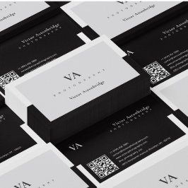 QR-Code Monogram Balck White Gray Fotografie Visitenkarte