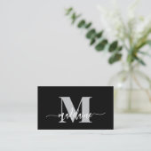 QR Code Monogram Black Elegant Visitenkarte (Stehend Vorderseite)