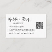 QR Code Monogram Black Elegant Visitenkarte (Rückseite)