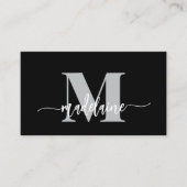 QR Code Monogram Black Elegant Visitenkarte (Vorderseite)