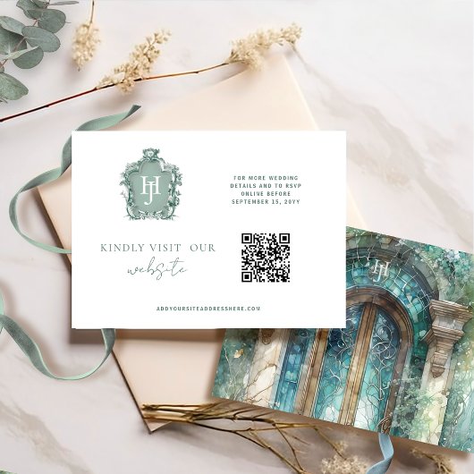 QR-Code Monogram Blue, Green Timeless UAWG Online Begleitkarte