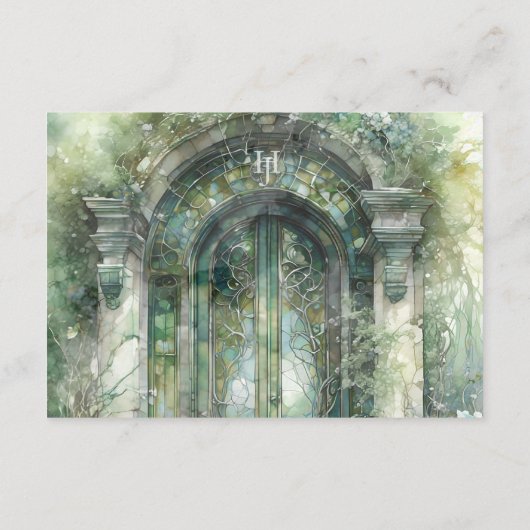 QR-Code Monogram Green Timeless Hues UAWG Online Begleitkarte (Rückseite)