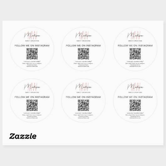 QR Code Monogram Logo Bakery Business Sticker (Blatt)