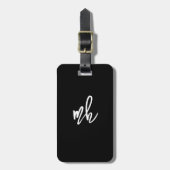 QR-Code Monogram Minimal Schwarz/Weiß Gepäckanhänger (Vorderseite vertikal)