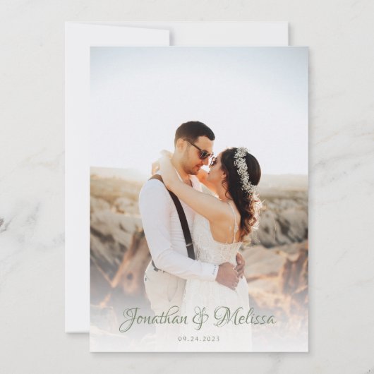 QR Code Monogram Script Sage Green Foto Hochzeit Einladung (Rückseite)