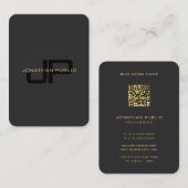 QR-Code Monogram-Vorlage Schwarz und Gold Mighty Visitenkarte (Vorne/Hinten)