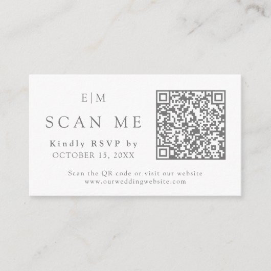 QR Code Monogram Website Wedding RSVP Begleitkarte (Vorderseite)