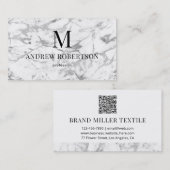 QR-Code Monogramm für graue, weiße Marmorplatte Visitenkarte (Vorne/Hinten)