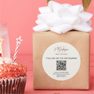 QR-Code-Monogramm-Logo-Bäckerei-Aufkleber Runder Aufkleber
