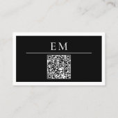 QR-Code-Monogramm-Logo Schwarz Weiß Minimal Modern Visitenkarte (Rückseite)