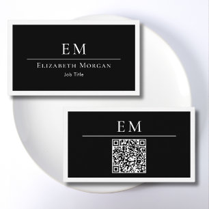 QR-Code-Monogramm-Logo Schwarz Weiß Minimal Modern Visitenkarte