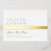 QR-Code Moss Green Strip Foto Save the Date Folieneinladung (Vorderseite)