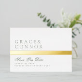 QR-Code Moss Green Strip Foto Save the Date Folieneinladung (Stehend vorne)