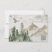 QR Code Mountain Forest Rustic Woods Wedding RSVP Karte (Rückseite)