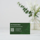 QR Code Mower Kontur Custom Dark Green Launch Care Visitenkarte (Stehend Vorderseite)
