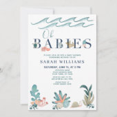 QR Code Multiples Under Sea Oh Babies Shower Einladung (Vorderseite)