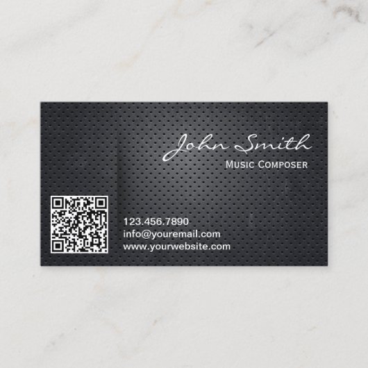 QR Code Music Composer Business Card Visitenkarte (Vorderseite)