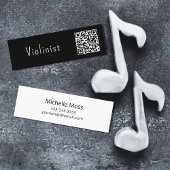QR-Code Music Minimalistisch Violinist Schwarz-wei Mini Visitenkarte