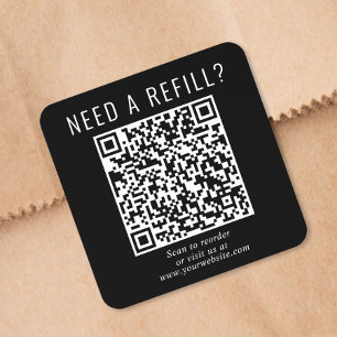 QR Code Nachfüllung Schwarz Quadratischer Aufkleber