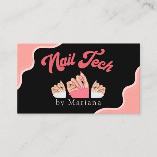 qr-Code Nägel Künstler Technik schwarz pink stilvo Visitenkarte (Vorderseite)