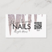 QR CODE Nägel Salon Blush Pink Glitzer Drift Visitenkarte (Vorderseite)