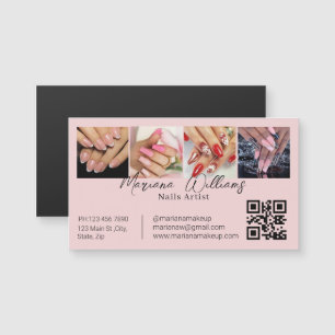qr code nageldesignerin 4 fotos pink geschäftsmagn magnetkarte