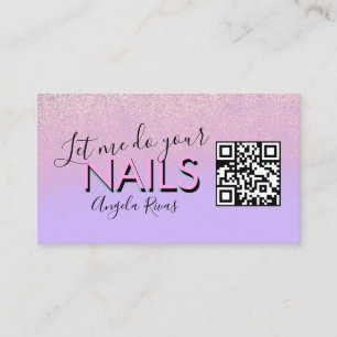 QR CODE Nagelstudio Angebot Pink Lila  Visitenkarte